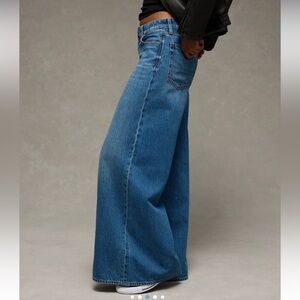 Wide-Leg A Line Blue Jeans American Eagle